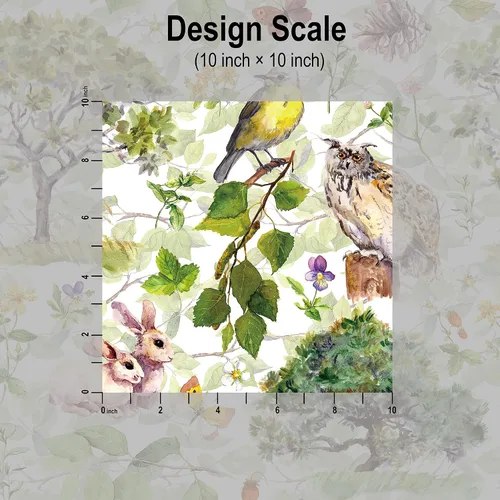 Vista 7 de Blooming Wall Papel tapiz autoadhesivo removible con diseño de animales en bosque verde
