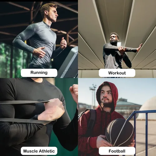 Vista 6 de Camisas de compresión de cuello alto para hombre, 3