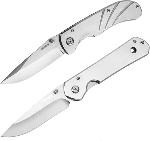 Vista 12 de Dispatch Iris Navaja de bolsillo plateada de 3.9 pulgadas para hombres, cuchillo plegable EDC para camping, supervivencia, senderismo al aire