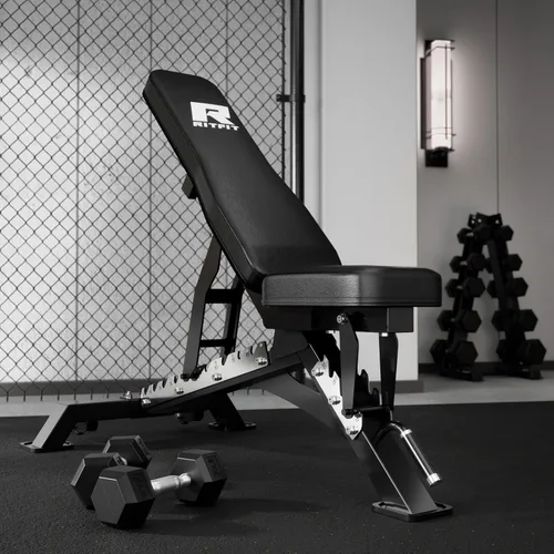 Vista 7 de RITFIT Banco de pesas ajustable con múltiples posiciones de espalda para entrenamientos de cuerpo completo, inclinación, declive y ajustes planos