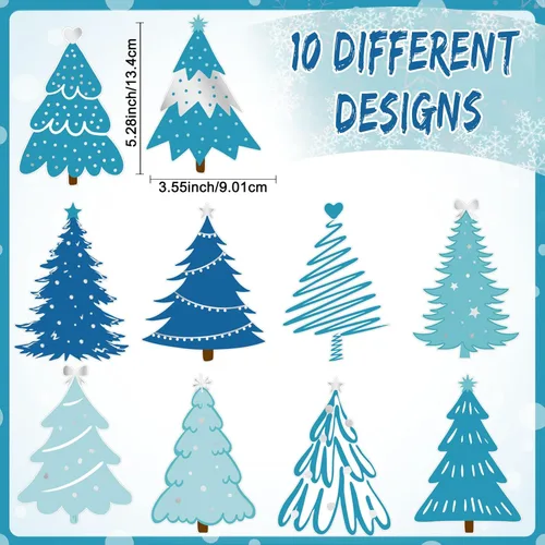 Vista 5 de Colarr Paquete de 50 remolinos colgantes de invierno para decoración de árbol azul, remolinos de techo, espirales en espiral, adornos para aula
