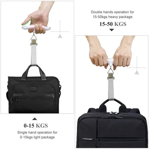 Vista 6 de MYCARBON Báscula digital para equipaje, báscula colgante de alta precisión de 110 lb50 kg con pantalla retroiluminada, perfecta para viajes y hogar