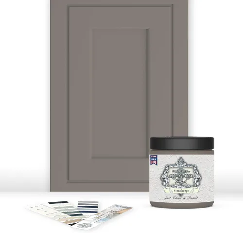 Vista 35 de Pintura TODO EN UNO, Abbey (gris cálido), Muestra de 8oz - Pintura duradera para gabinetes y muebles. Imprimación y capa superior incorporadas,