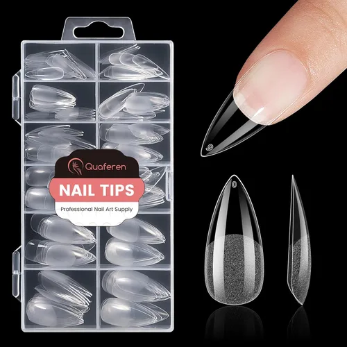 Vista 8 de Quaferen Puntas de Uñas de Almendra Medianas: 240pcs Puntas de Uñas Postizas Acrílicas Preformadas Forma de Almendra - 12 Tamaños Gel Suave