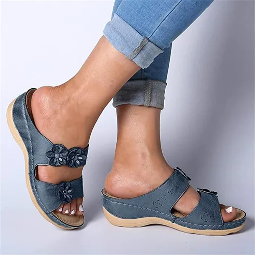 Vista 61 de Ladmiple Sandalias ortopédicas florales de moda 2023 con soporte de arco, zapatillas romanas casuales con puntera abierta