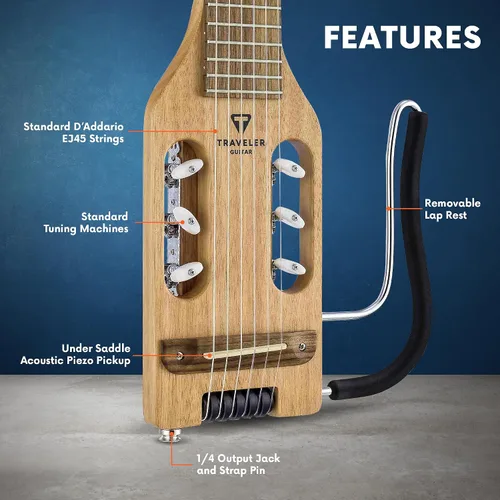 Vista 8 de Traveler Guitar Guitarra clásica ultraligera de 6 cuerdas, derecha, caoba (ULN MHSBW)