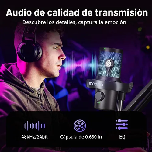 Vista 6 de MAONO Micrófono inalámbrico para juegos DM40 Pro USB para PC, cambiador