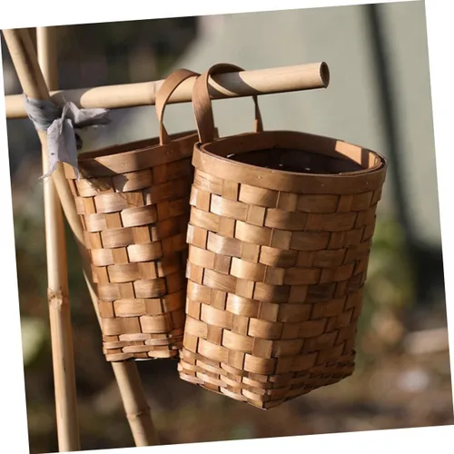 Vista 6 de Cesta grande tejida para colgar en la pared para almacenamiento decorativo de flores y verduras, decoración para cocina, jardín y picnics