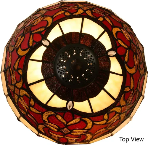Vista 5 de Bieye L10869 Lámpara de mesa estilo Tiffany de vidrio de color Barroco para decoración del hogar (30 cm, Rojo)