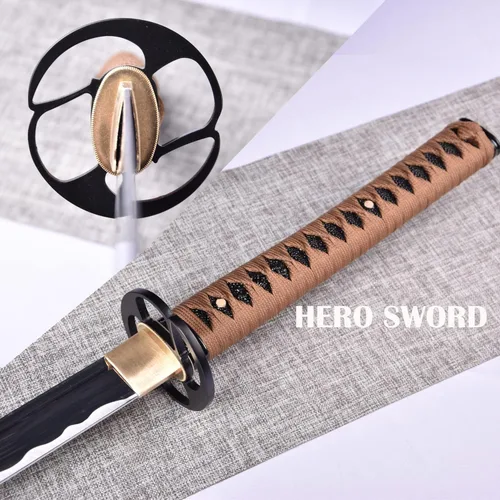 Vista 6 de Katana de acero de aluminio hecha a mano Hoja roma Espada japonesa Samurai Práctica Iaido Bushido Cuchillo