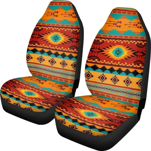 Vista 23 de Juego de 2 fundas de asiento delantero de automóvil, con diseño de bandera estadounidense, juego de 2 accesorios automotrices extraíbles, ajuste