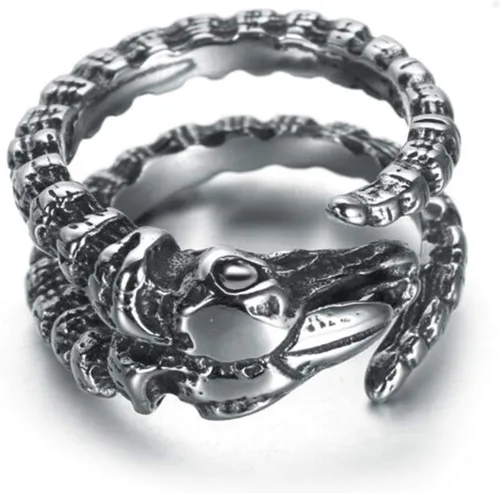 Vista 3 de Elfasio Anillo Baphomet Cabra Satanás Demon Devil Hombres Anillos de Acero Inoxidable Vintage Joyería Tamaño 8-13