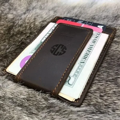 Vista 3 de Front Pocket Magnetic Money Clip, Personalized Magnetic Wallet, Slim Magnet Wallet, Card Holder For Men, Father Gift, Custom Wallet