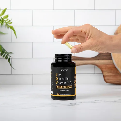 Vista 5 de Quercetina de Zinc 500mg con Vitamina C Vitamina D3 Bromelina Apoyo Inmunológico Quercetina de Alta Potencia Zinc Suplemento ZQV de SPARTIS