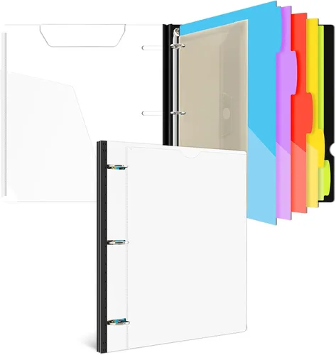 Vista 12 de INFUN Carpeta organizadora de proyectos telescópica de 3 anillos de 1 pulgada, 13 bolsillos, cubierta frontal personalizable, divisor de bolsillo