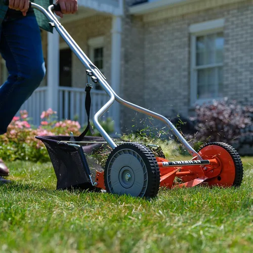 Vista 8 de American Lawn Mower Company 1204-14 Cortacésped de carrete de empuje de 4 hojas de 14 pulgadas, color rojo