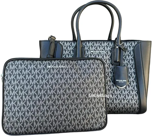 Vista 2 de Michael Kors Kali - Bolso bandolera mediano Signature MK + funda para iPad