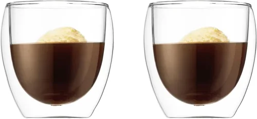 Vista 12 de Set de dos Bodum Pavina de 2.5 onzas, con vidrio doble, extra pequeños., Empaque original, Transparente