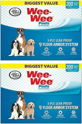 Vista 2 de Four Paws Almohadillas Wee-Wee para perros, 22 x 23 pulgadas, 200 unidades, paquete de 2