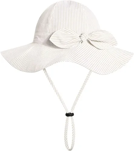 Vista 63 de Sombrero de sol para bebé niña con UPF 50+ sombrero de playa ajustable para exteriores con ala ancha