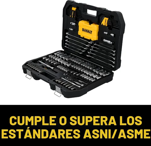 Vista 5 de DEWALT Juego de herramientas mecánicas de 142 piezas, accionamiento de 1/4 pulgadas y 3/8 pulgadas, SAE y métrico (DWMT45425)