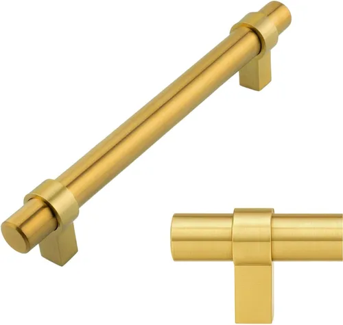 Vista 29 de Modket Paquete de 1 manija estilo barra europea de oro cepillado para gabinete de acero inoxidable 304 de 2 pulgadas