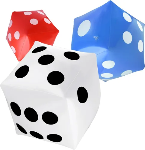 Vista 10 de Paquete de 3 dados inflables grandes jumbo gigantes para interiores y exteriores, juego de mesa Ludo, artículo para fiestas en la piscina