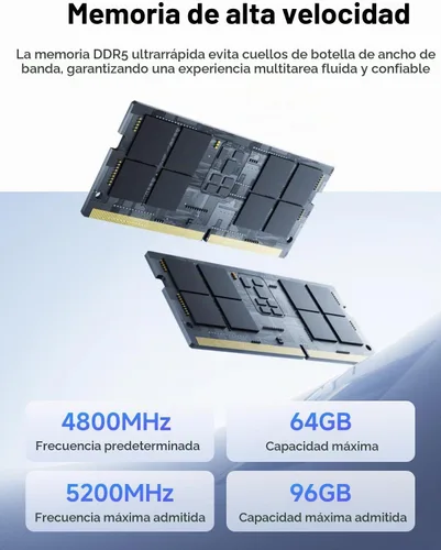 Vista 4 de MINISFORUM Mini PC M1 Plus Intel Core i5-12600H (12C/16T, hasta 4.5GHz), computadora de escritorio SSD DDR5 de 16 GB de 512 GB, salida triple
