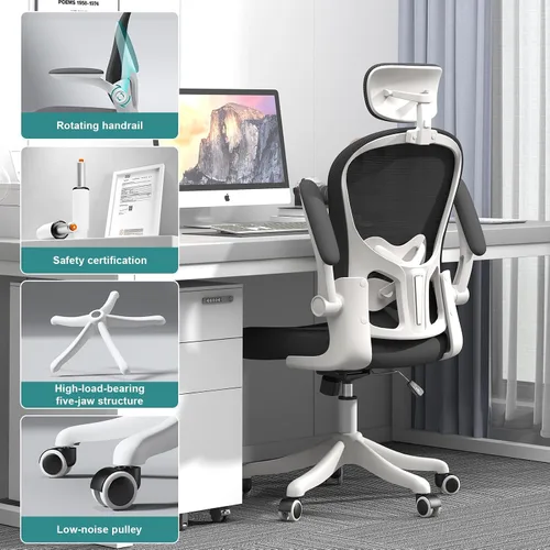 Vista 10 de Silla de oficina ergonómica de malla, color negro