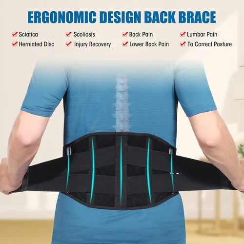 Vista 3 de CUEHEAT Soporte para aliviar el dolor de espalda baja, cinturón de apoyo lumbar para mujer, cinturón de soporte de espalda ajustable con 5