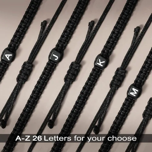 Vista 6 de Pulseras con iniciales para mujeres y hombres, regalos para ella, adolescente, mejor amiga, cumpleaños, graduación, delicadas pulseras trenzadas