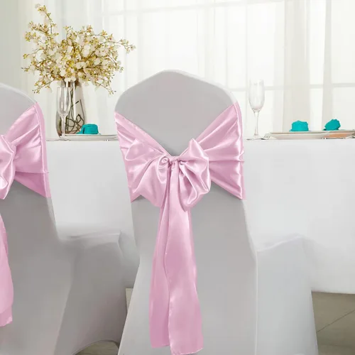 Vista 3 de Horbaunal Paquete de 12 caminos de mesa de satén rosa claro de 12 x 108 pulgadas, caminos de mesa lisos para banquetes de boda, fiesta de cumpleaños