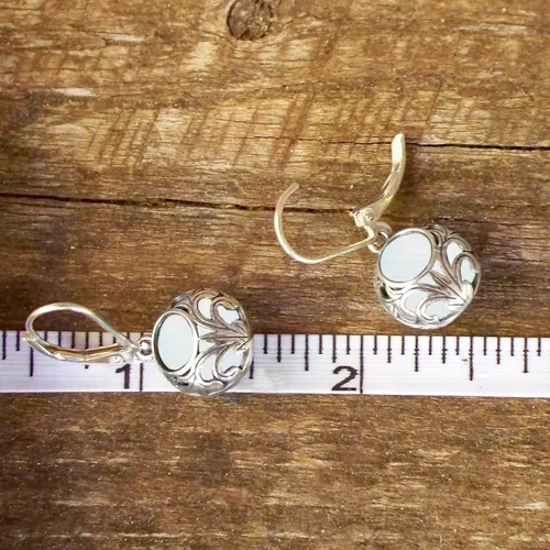 Vista 19 de Bottled Up Designs Aretes de encaje vintage hechos a mano, plata esterlina, ecológicos, fabricados en Estados Unidos, regalos de cumpleaños, día