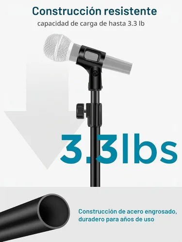 Vista 3 de InnoGear Soporte de micrófono de escritorio, soporte de micrófono de mesa mejorado ajustable con clip de micrófono y tornillo macho de 5/8" a hembra