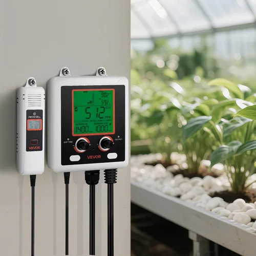 Vista 8 de VEVOR Detector de dióxido de carbono, monitor de CO2 de doble salida, función de detección de día y noche, detector de CO2 de refugio constante