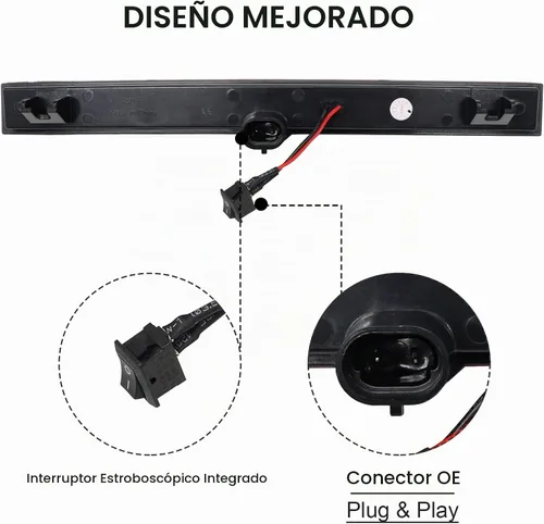 Vista 7 de Tercera tercera luz de freno LED compatible con Corvette C6 2005-2013, luz trasera estroboscópica de estilo F1, luz trasera central de montaje alto