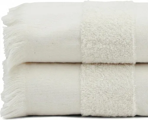 Vista 23 de Toalla de playa turca ligera, 100% algodón BCI, flecos crudos sin blanquear, certificado Oeko-TEX, absorbente, respetuosa con el medio ambiente, 36