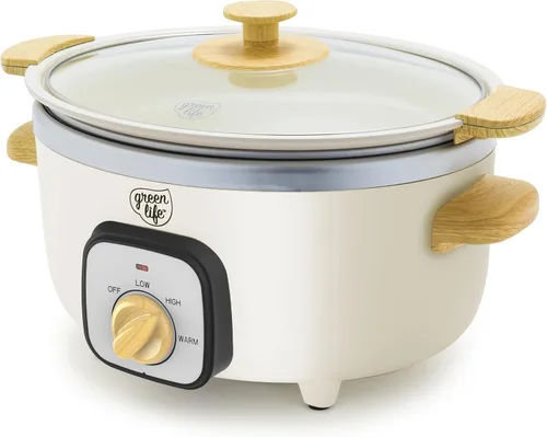 Vista 16 de GreenLife 3.5QT Olla de cocción lenta, cerámica antiadherente sin PFAS ni tóxicos, recipiente interior extraíble, programable, función mantener