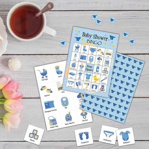 Vista 3 de Tarjetas de juego de bingo para baby shower, juego de bingo para 24 jugadores, actividades en interiores y exteriores, fiesta de baby shower
