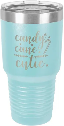 Vista 15 de Chirstmas - Taza de viaje de acero con recubrimiento de polvo grabado con láser, taza de viaje de camello polar sin BPA, mantiene tu bebida fría
