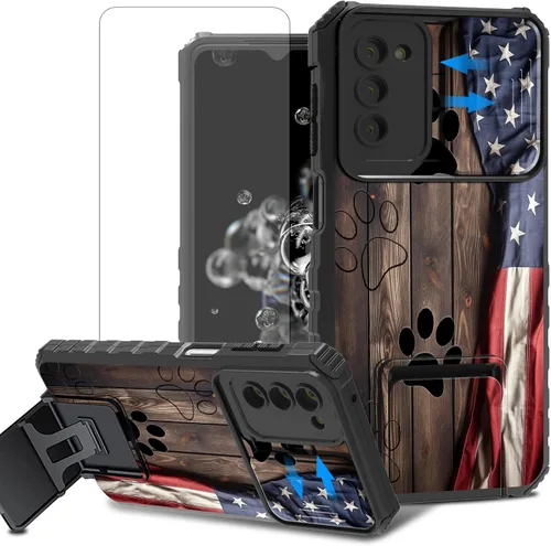 Vista 9 de Funda para teléfono Samsung Galaxy A15 5G con protector de pantalla con cubierta deslizante para cámara y soporte de doble capa híbrida resistente a