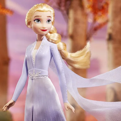 Vista 8 de Disney Frozen 2 Elsa Frozen Shimmer - Muñeca de moda, falda, zapatos y cabello largo rubio, juguete para niños de 3 años en adelante