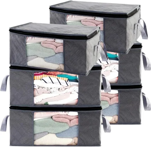 Vista 11 de G01 - bolsas de almacenamiento de tamaño rectangular para guardar ropa, 3 unidades, color gris
