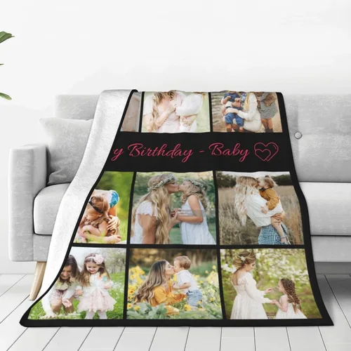 Vista 28 de Manta personalizada con texto, fotos, manta personalizada para cumpleaños de adultos y niños, boda, Navidad, Halloween, Día del Padre, Día