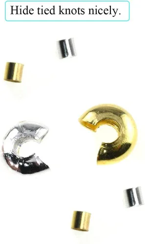 Vista 5 de Cuentas de crimpado de tubo pequeño de 0.079 pulgadas y cubiertas de nudo de cuentas de crimpado de 0.157 pulgadas, semicircular, fácil de colocar