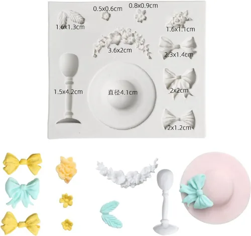 Vista 5 de Sunhat sugarcraft molde de silicona copa goma pastel decoración arco fondant cupcake decotions cinta chica playa verano