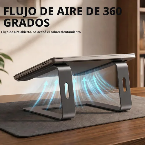Vista 2 de Orionstar - Soporte portátil para laptop de aluminio, elevador de laptop compatible con Mac MacBook Air Pro de 10 a 15.6 pulgadas, soporte A-Negro
