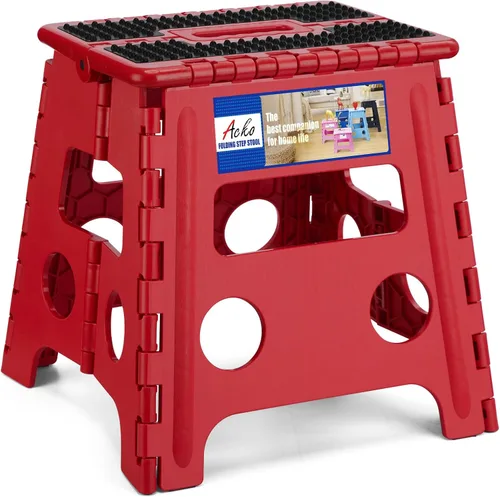 Vista 21 de ACKO Taburete plegable de 13 pulgadas, soporta 300 libras para adultos y Bicolor Verde