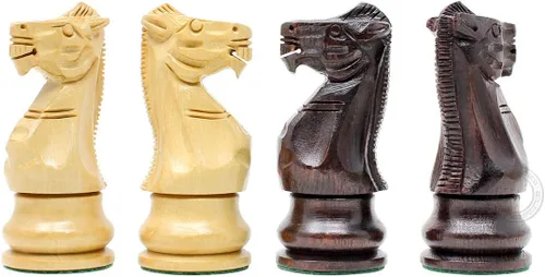 Vista 5 de House of Chess - Piezas de juego de ajedrez para torneos - Piezas únicas de ajedrez Staunton Ringy Rosewood/Boj - Altura del rey: 3.75" (95 mm) - 2