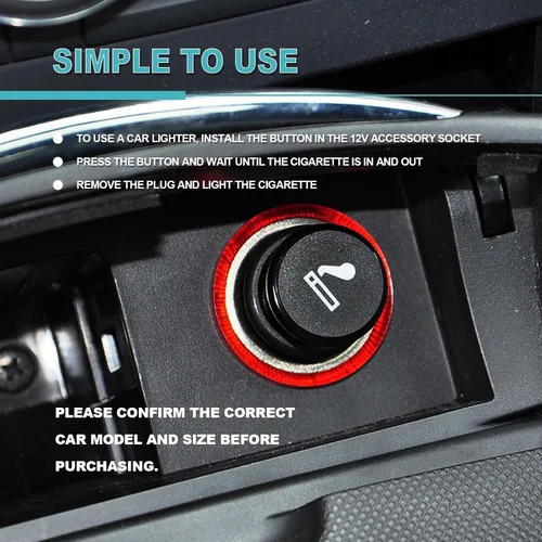 Vista 7 de Encendedor de cigarrillos de coche de 12 V, instalación sin coche, elemento de encendedor, enchufe de enchufe, botón de CC, accesorio de repuesto